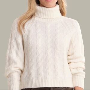 Alcott Ivory Cable Knit Turtleneck Sweater